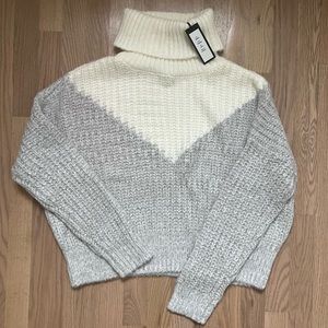 NWT Gray & White Chunky Turtleneck Sweater